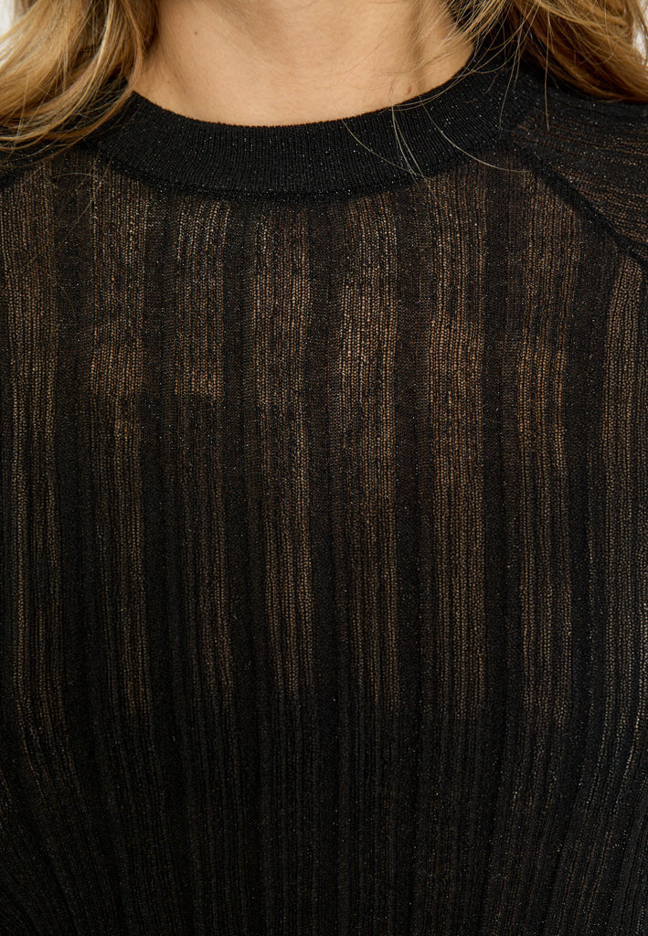 Peppercorn PCLilly Batsleeve Knit Blouse Blouse 9000MET Black Metallic