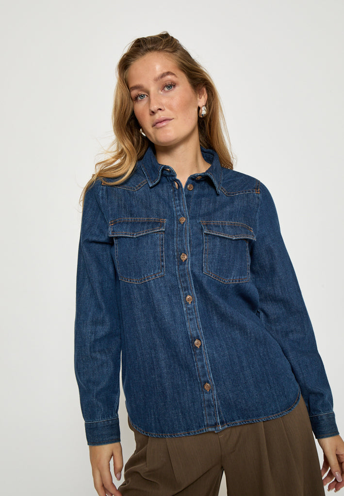 Peppercorn PCMadison Denim Shirt Shirt 9610 Mid Blue Denim