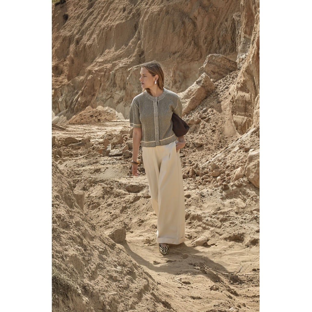 Peppercorn PCMakita Knit Cardigan Cardigans 0123 Almond Milk Stripe