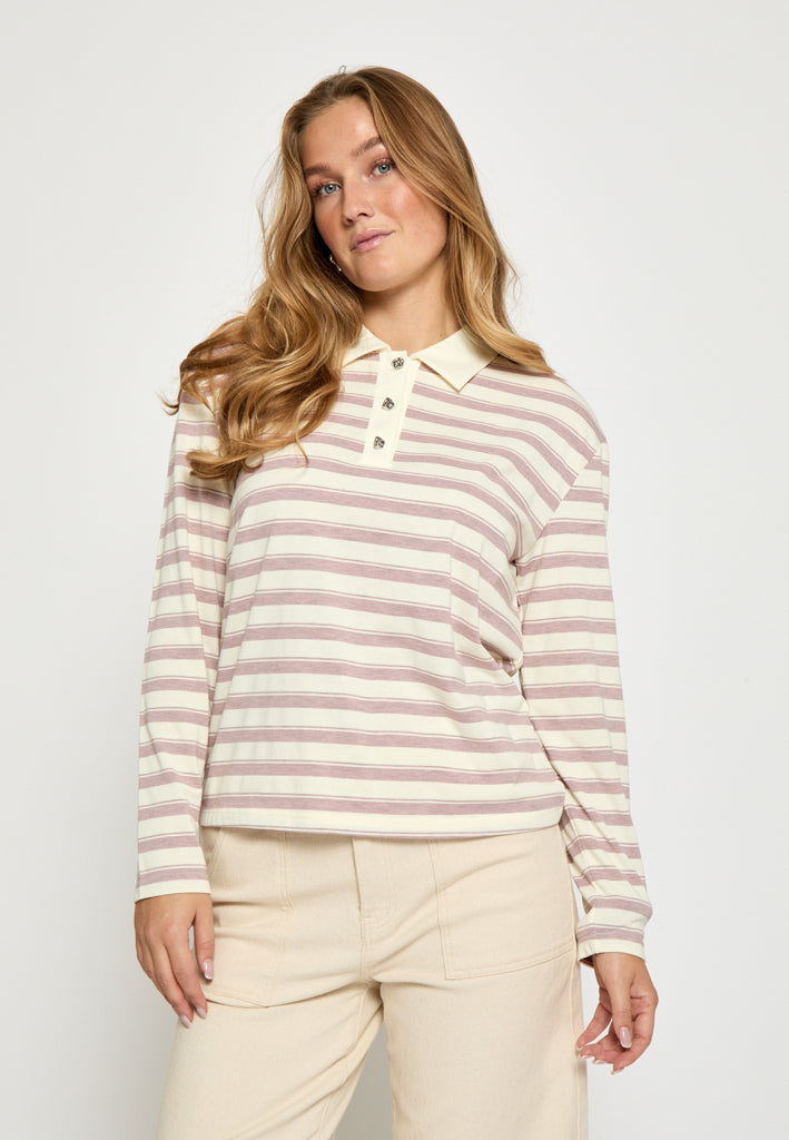 Peppercorn PCMarielle Polo T-Shirt T-Shirt 4631S Mauve Mist Rose Stripe