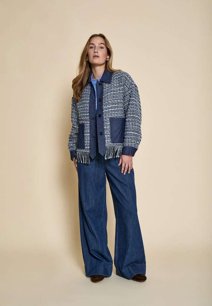 Peppercorn PCMarlow Fringe Jacket Jacket 2206J Fog Sand Jacquard