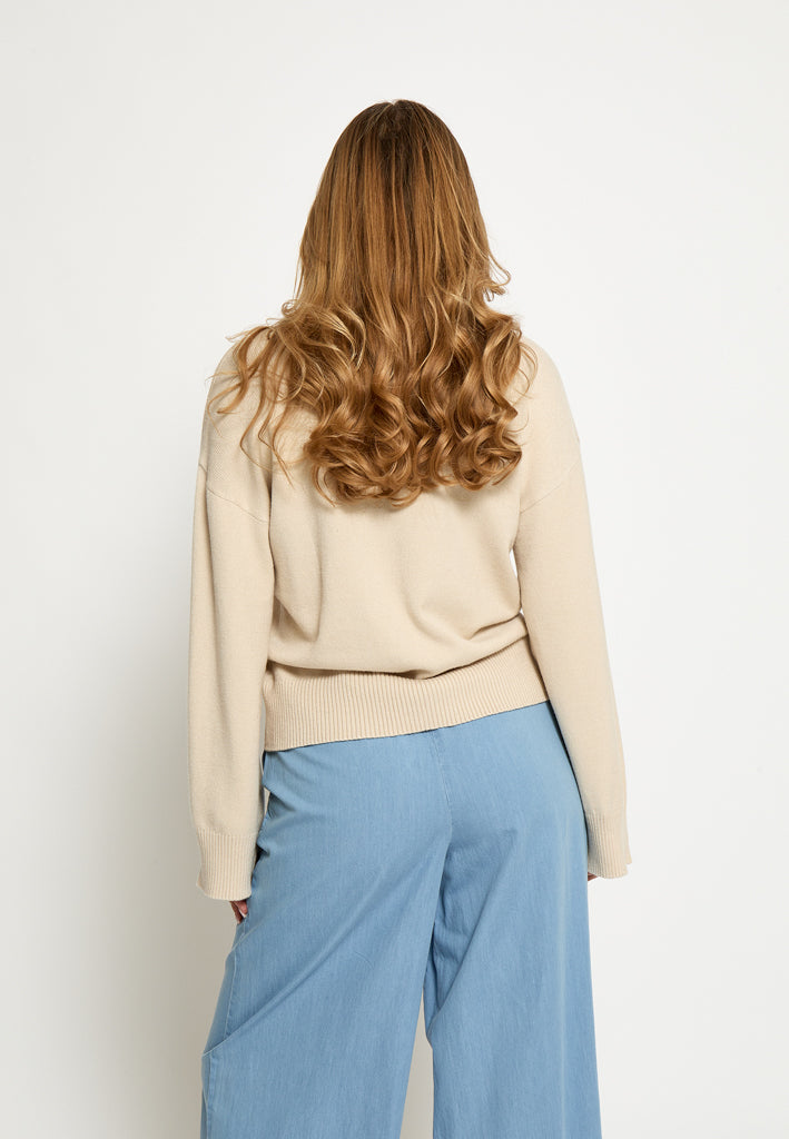 Peppercorn PCMianna Knit Polo Sweater Pullover 0265 Sandshell