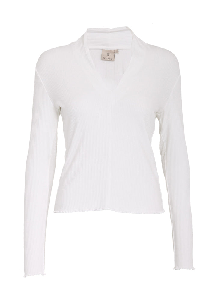 Peppercorn PCMinna V-Neck Top Top 0202 Whitecap Creme