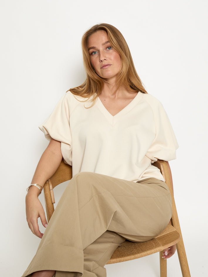 Peppercorn PCMinnie GRS Balloon Sleeve Blouse T-Shirt 0202 Whitecap Grey