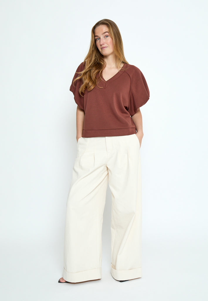 Peppercorn PCMinnie GRS Balloon Sleeve Blouse T-Shirt 1008 Maroon Red