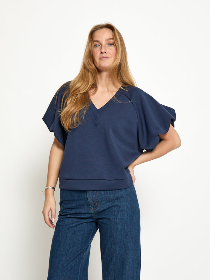 Peppercorn PCMinnie GRS Balloon Sleeve Blouse T-Shirt 1550 NAVY