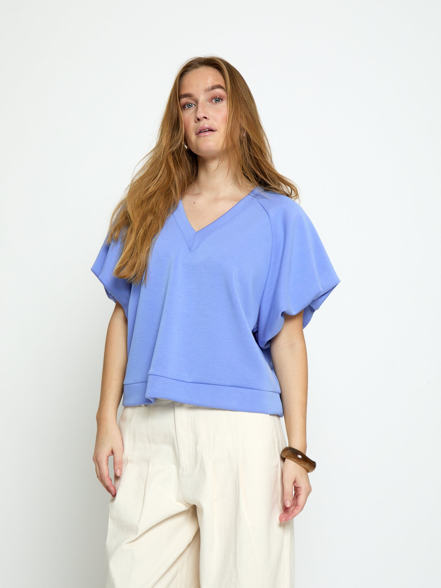 Peppercorn PCMinnie GRS Balloon Sleeve Blouse T-Shirt 2016 CORNFLOWER BLUE