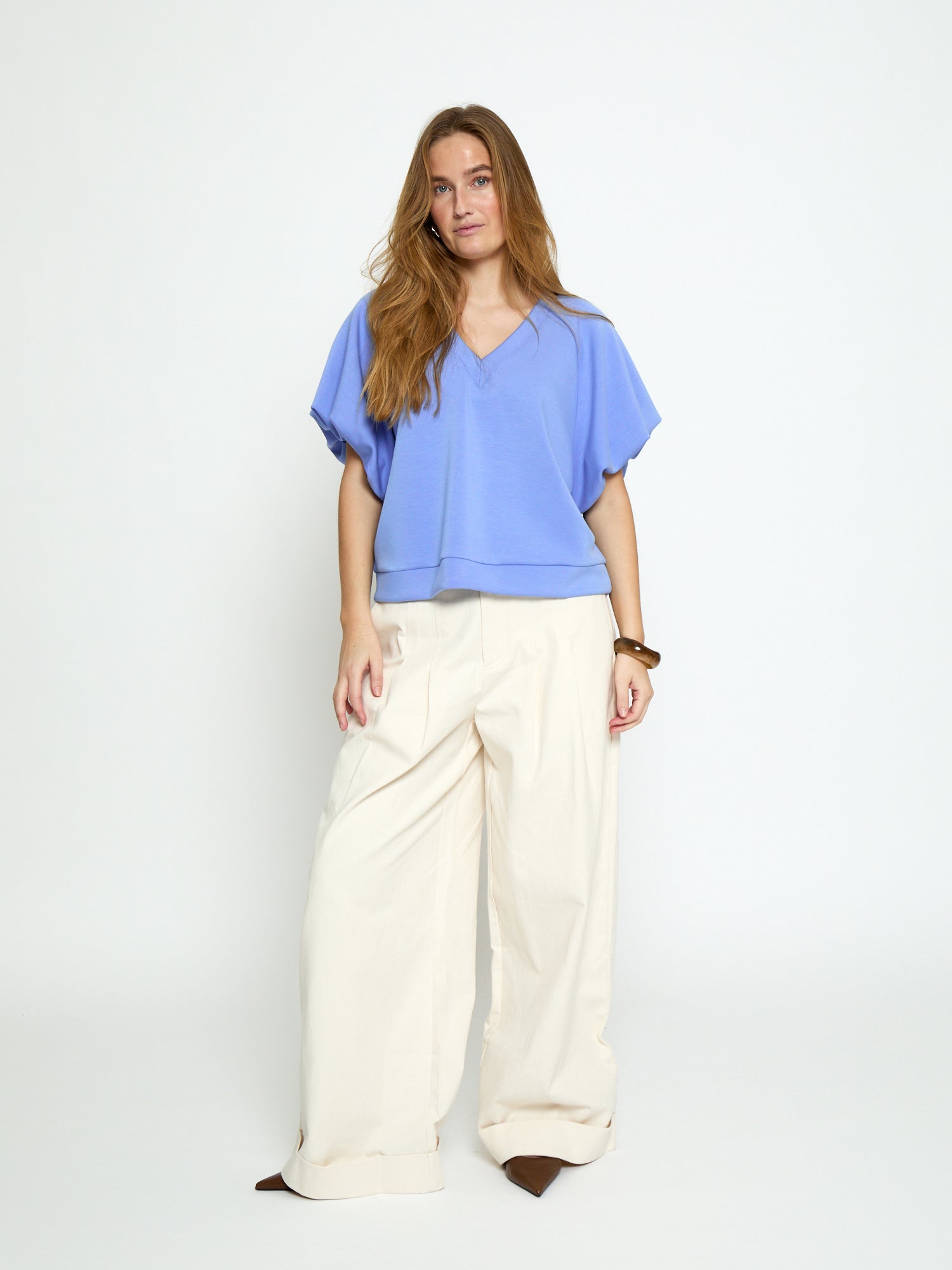 Peppercorn PCMinnie GRS Balloon Sleeve Blouse T-Shirt 2016 CORNFLOWER BLUE
