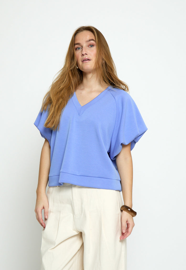 Peppercorn PCMinnie GRS Balloon Sleeve Blouse T-Shirt 2016 CORNFLOWER BLUE