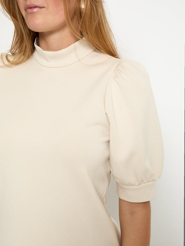 Peppercorn PCMinnie GRS Highneck 2/4 Sleeve Blouse Top 0265 Sandshell