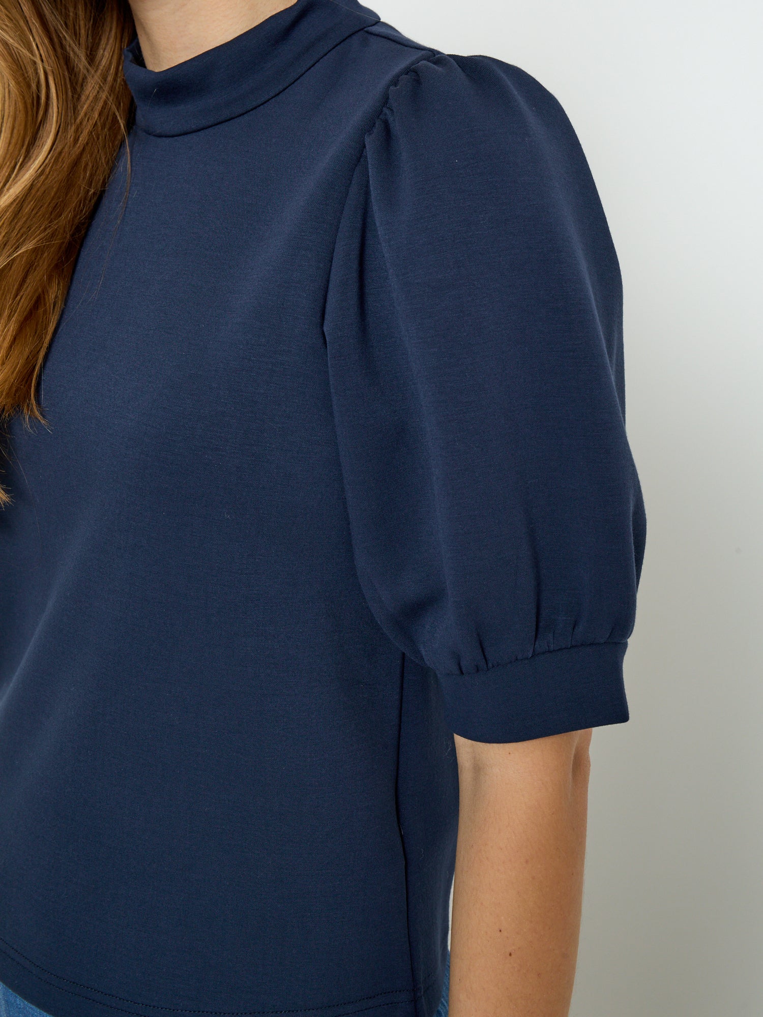 Peppercorn PCMinnie GRS Highneck 2/4 Sleeve Blouse Top 1550 NAVY