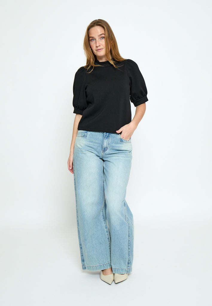 Peppercorn PCMinnie GRS Highneck 2/4 Sleeve Blouse Top 9000 Black