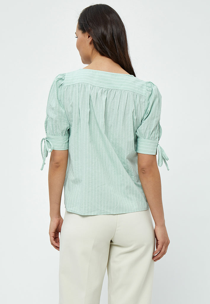 Peppercorn PCMonella Balloon Blouse Blouse 3254S Green Mint Stripe