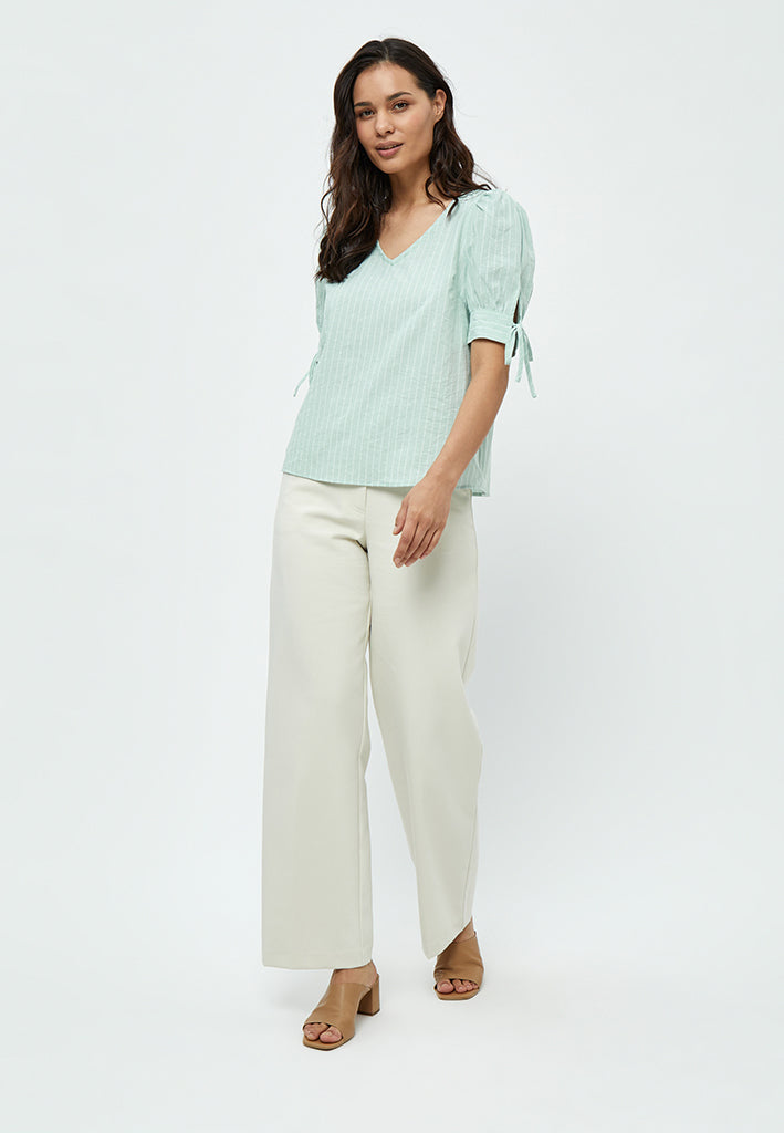 Peppercorn PCMonella Balloon Blouse Blouse 3254S Green Mint Stripe