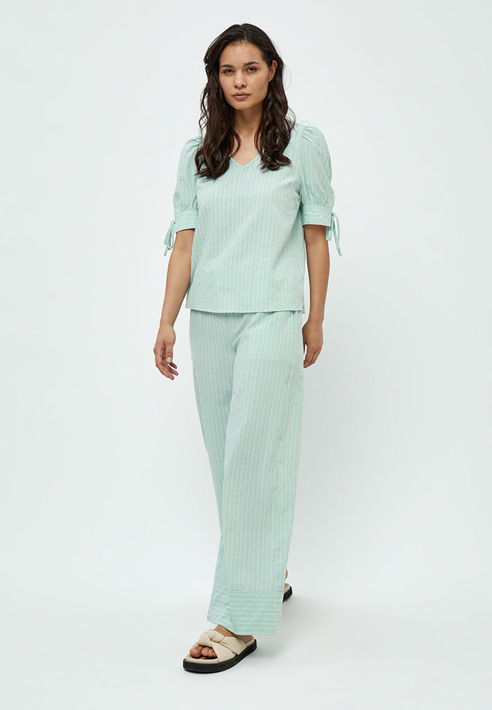 Peppercorn PCMonella Balloon Blouse Blouse 3254S Green Mint Stripe