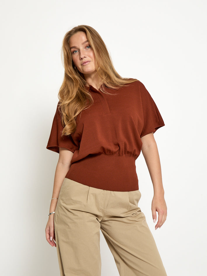 Peppercorn PCNaia Polo Top Top 5047 CHERRY MAHOGANY