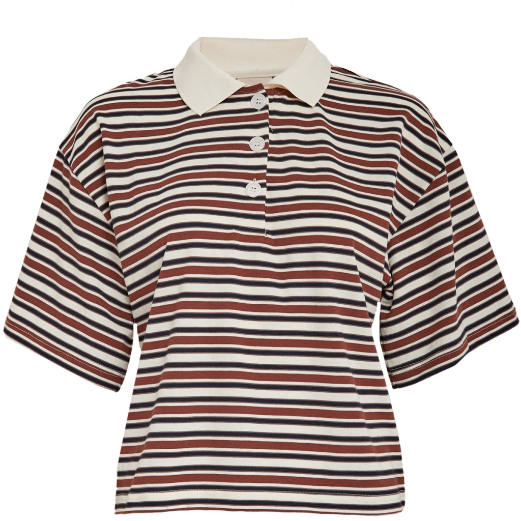 Peppercorn PCNaja Polo T-Shirt T-Shirt 5047S Cherry Mahogany Stripe