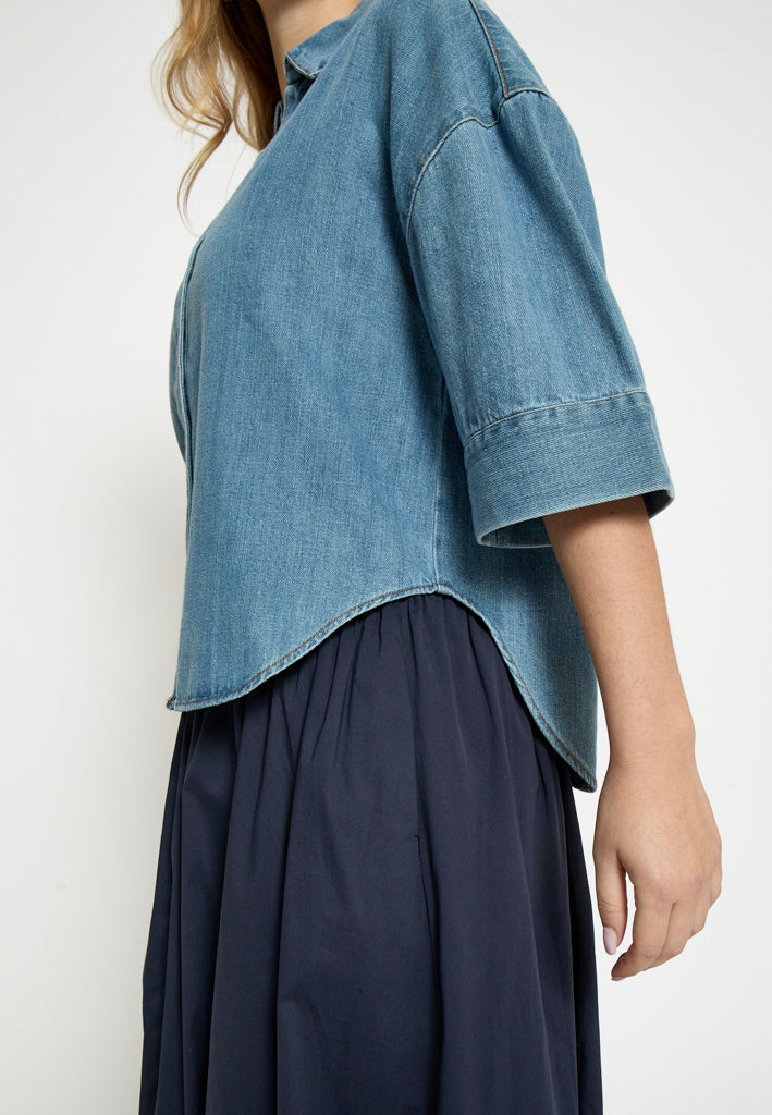 Peppercorn PCNoélle Denim Shirt Blouse 9610 Mid Blue Denim