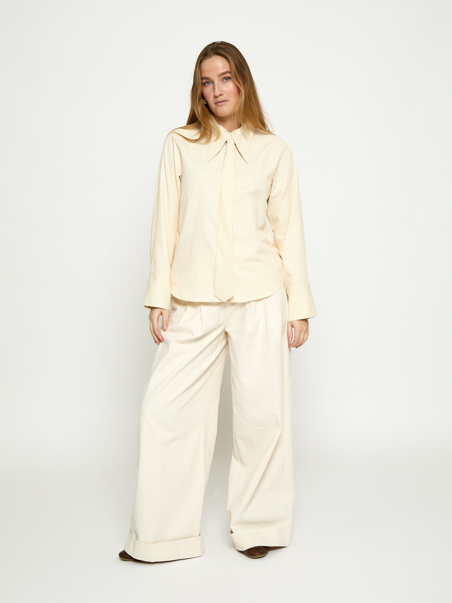 Peppercorn PCNorma Tie Shirt Shirt 1007S VANILLA CUSTARD STRIPE