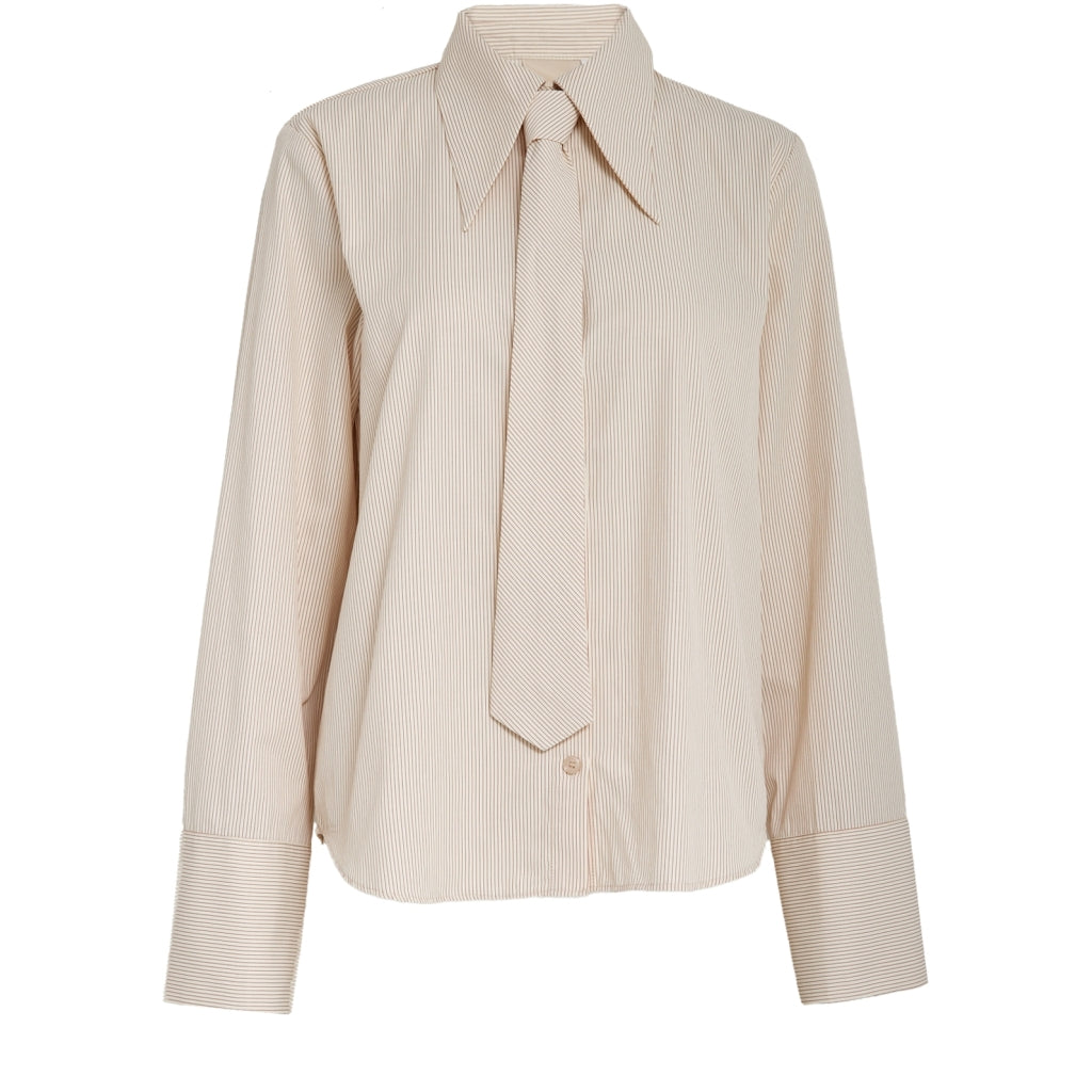 Peppercorn PCNorma Tie Shirt Shirt 1007S VANILLA CUSTARD STRIPE