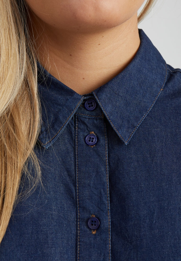 Peppercorn PCNuisa Puff Sleeve Shirt Shirt 006 Dark Denim