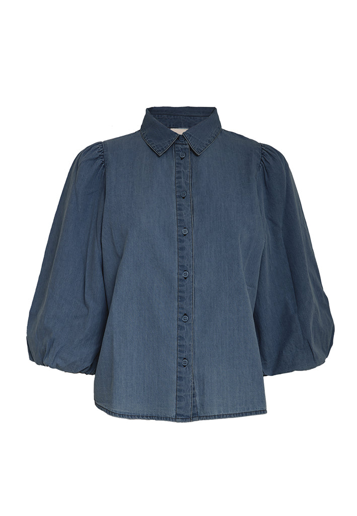 Peppercorn PCNuisa Puff Sleeve Shirt Shirt 006 Dark Denim
