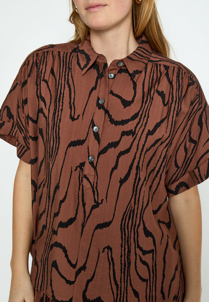 Peppercorn PCOzzy Blouse Blouse 4999P Mink Brown Print