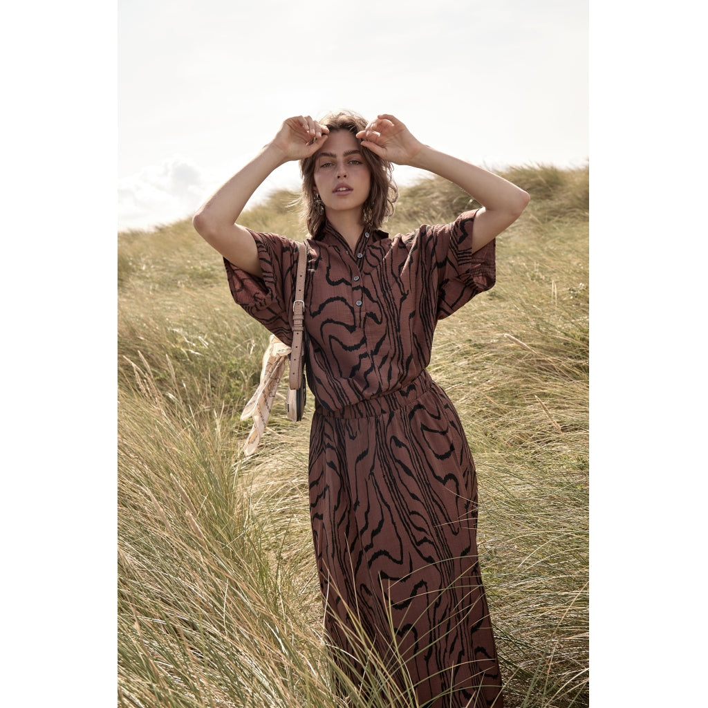 Peppercorn PCOzzy Maxi Skirt Skirt 4999P Mink Brown Print