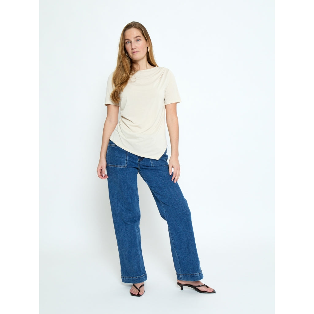 Peppercorn PCPalaya Drape T-shirt Top 0265 Sandshell