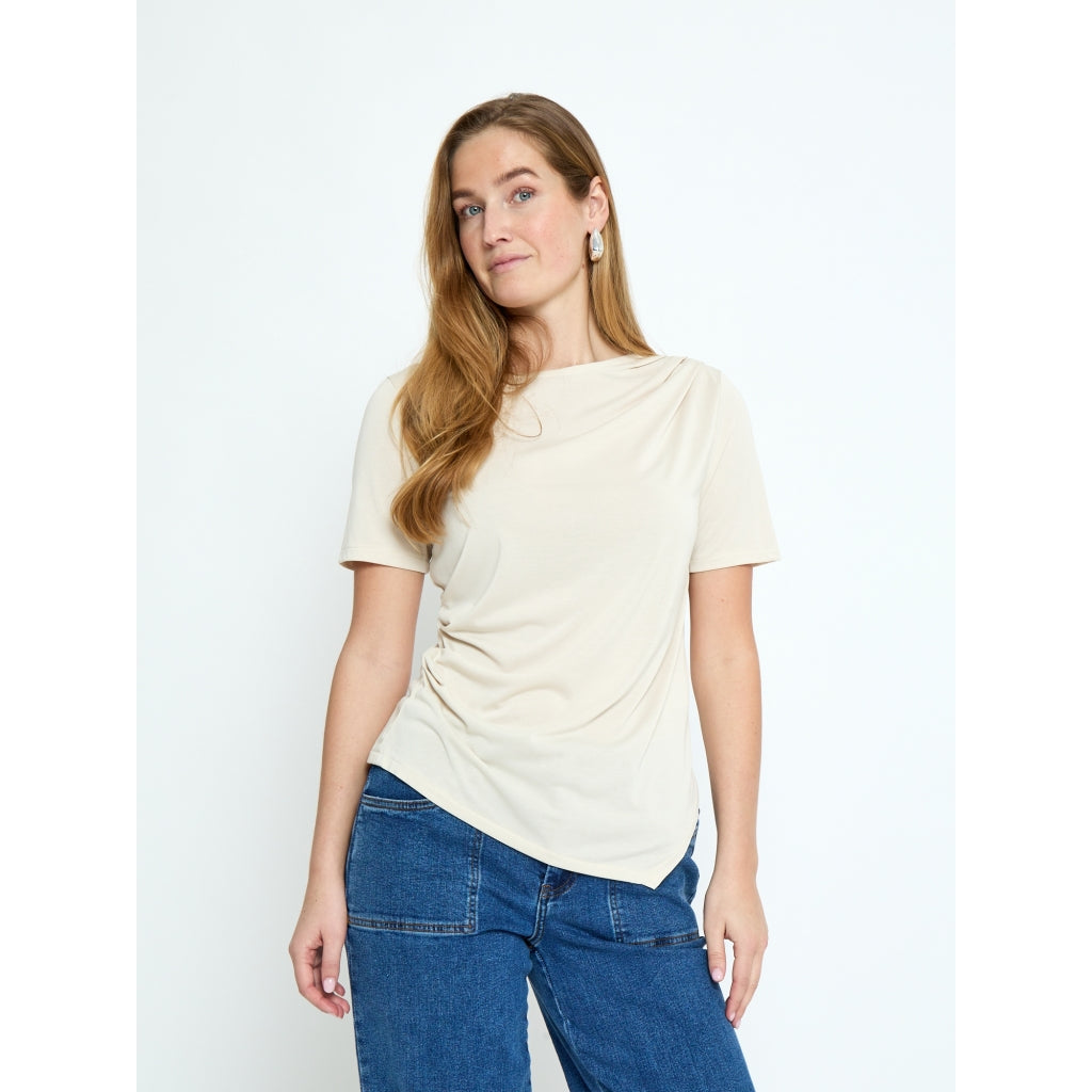 Peppercorn PCPalaya Drape T-shirt Top 0265 Sandshell