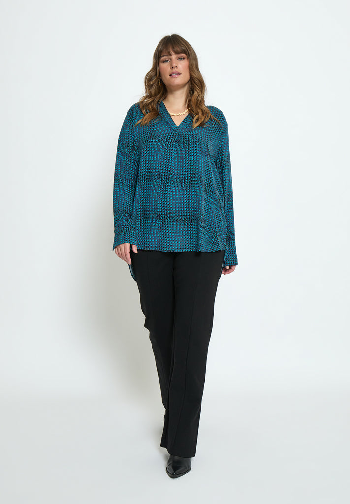 Peppercorn PCPalmer V-Neck Blouse Curve Blouse 1020P Moonlit Ocean Print