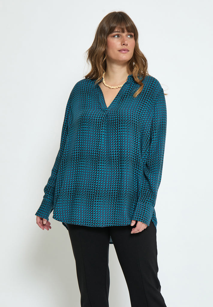 Peppercorn PCPalmer V-Neck Blouse Curve Blouse 1020P Moonlit Ocean Print