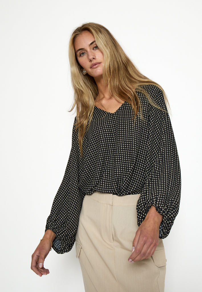 Peppercorn PCParis Long Sleeve Blouse Blouse 9000P Black Print