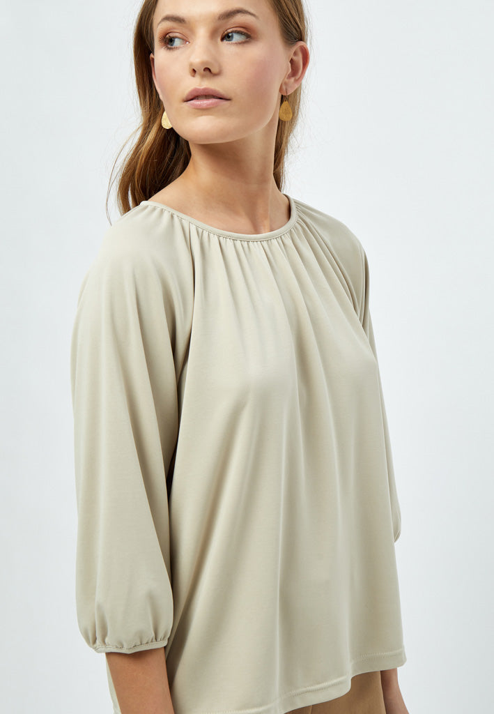 Peppercorn PCPayton O-Neck 3/4 Sleeve Blouse Blouse 2105 Feather Gray