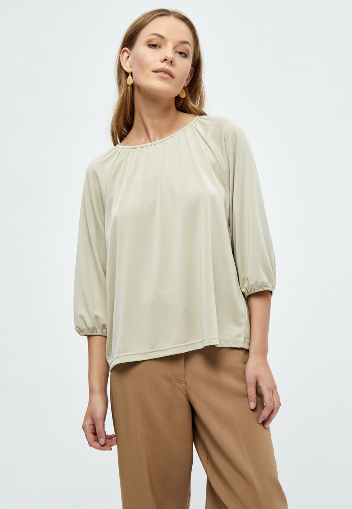 Peppercorn PCPayton O-Neck 3/4 Sleeve Blouse Blouse 2105 Feather Gray