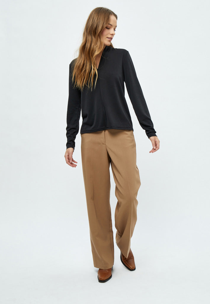 Peppercorn PCPayton V-Neck Long Sleeve Blouse Blouse 9000 Black
