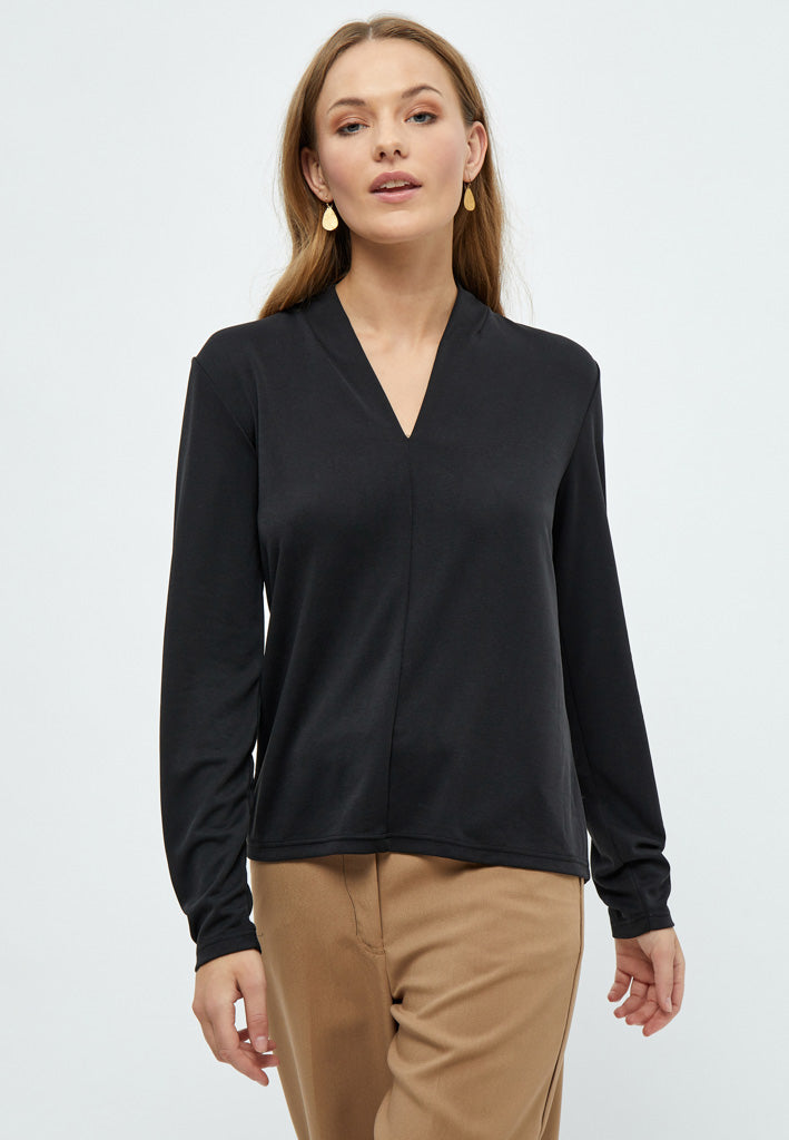 Peppercorn PCPayton V-Neck Long Sleeve Blouse Blouse 9000 Black