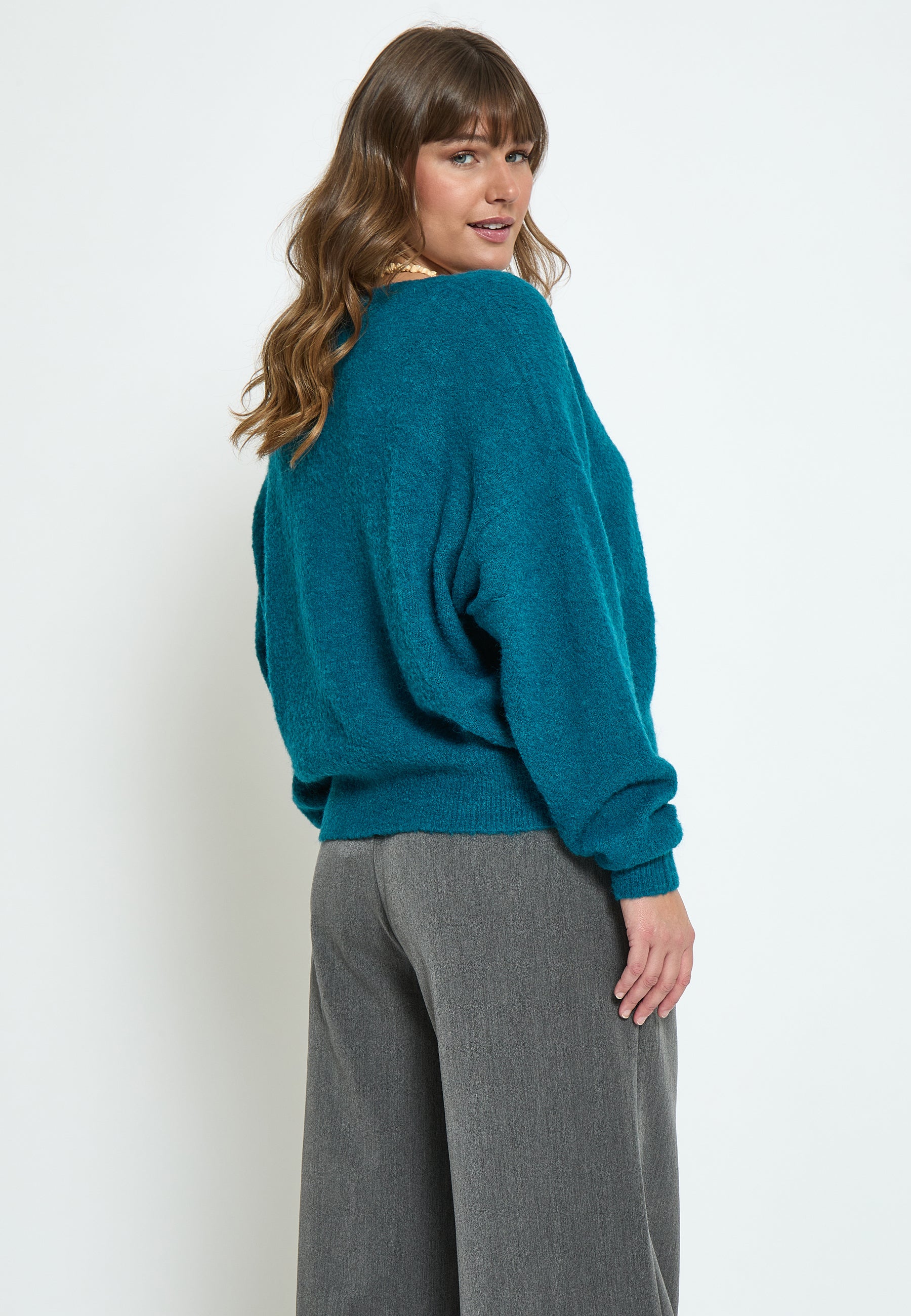 Peppercorn PCPearl V-Neck Long Sleeve Cardigan Curve Cardigans 2114 Ocean Depths