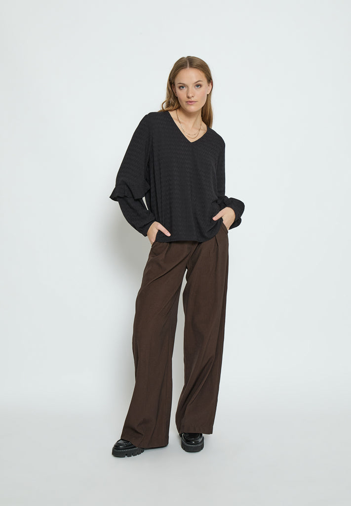 Peppercorn PCPenina V-Neck Long Sleeve Blouse Blouse 9000 Black