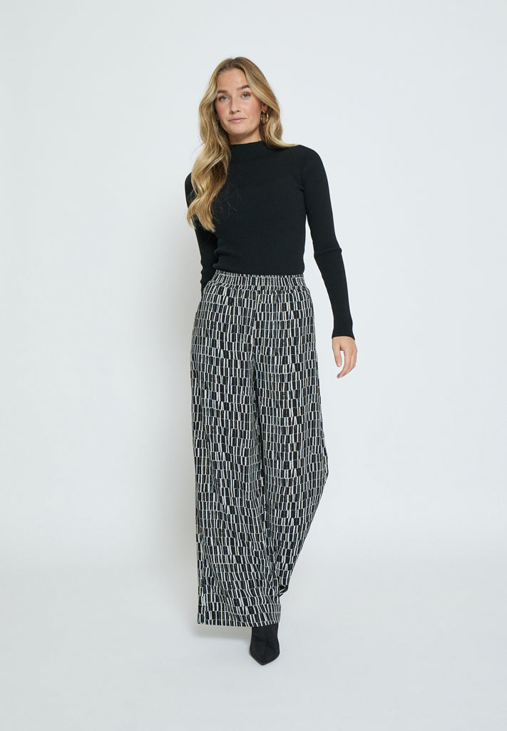 Peppercorn PCPhilippa Wide Leg Pant Pant 2326P Gray Violet Print