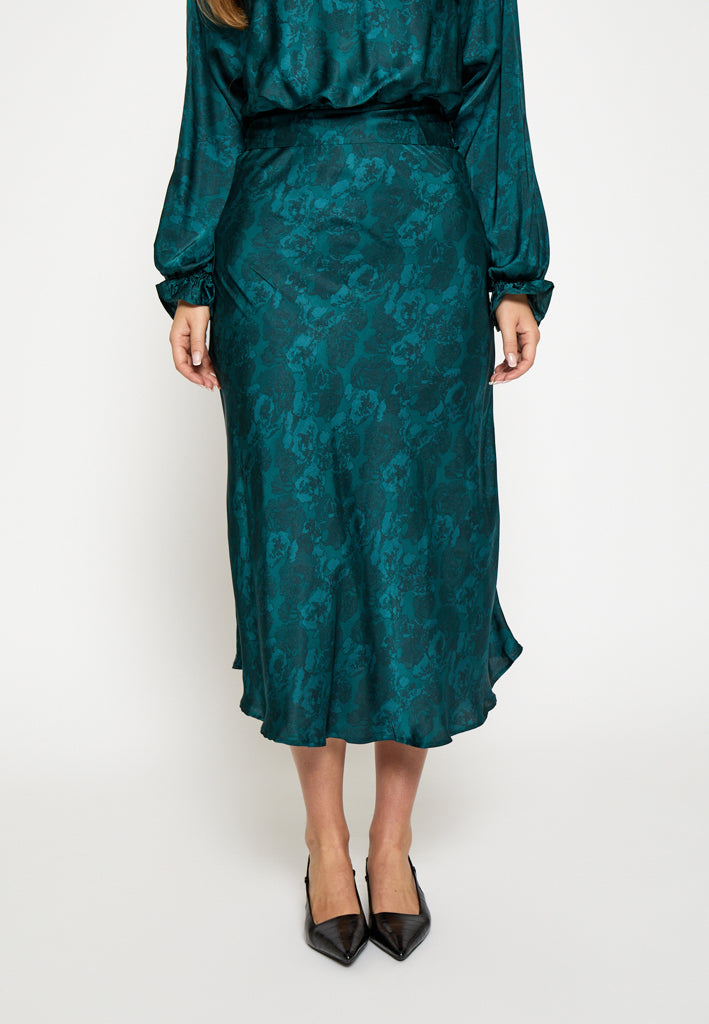 Peppercorn PCRaya Midi Skirt Skirt 2114P Ocean Depth Print