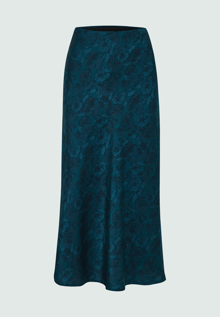 Peppercorn PCRaya Midi Skirt Skirt 2114P Ocean Depth Print