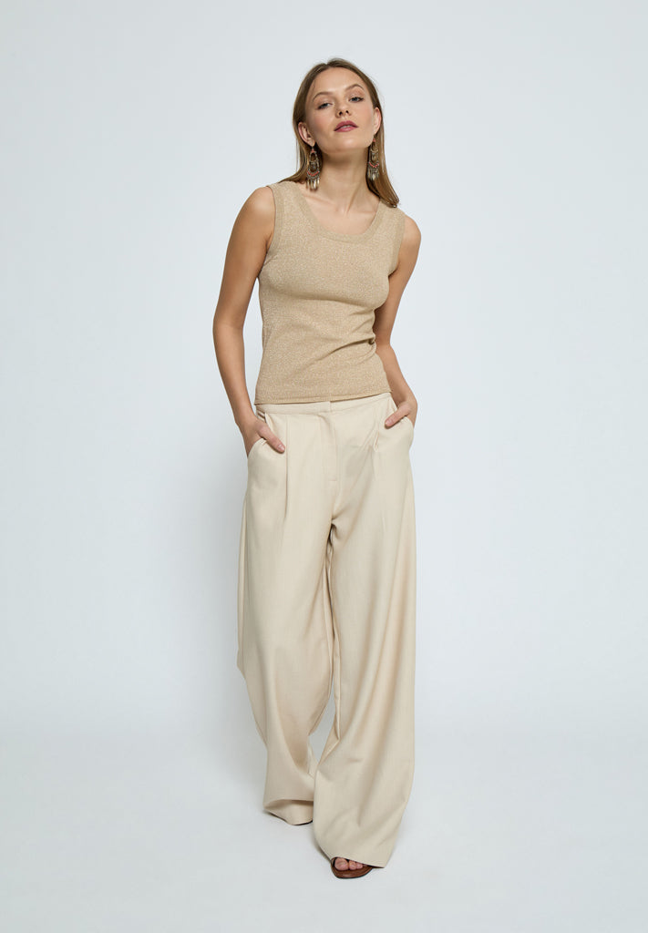 Peppercorn PCRemi Tank Top Top 4363MET Safari Sand Metallic