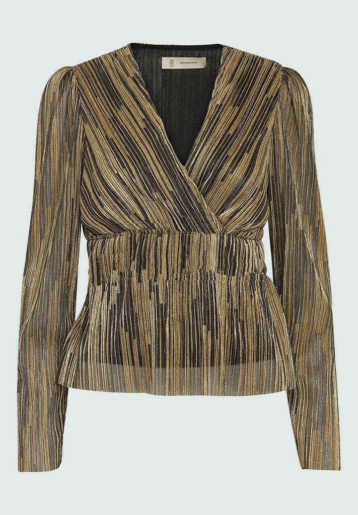 Peppercorn PCRenee Wrap Blouse Blouse 9940MET Gold Metallic