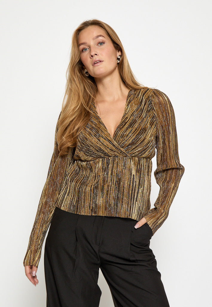 Peppercorn PCRenee Wrap Blouse Blouse 9940MET Gold Metallic