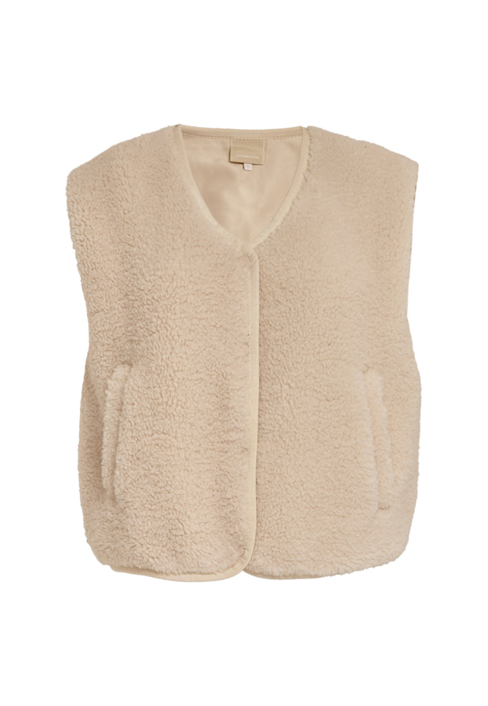 Peppercorn PCRita Teddy Vest Vest 0202 Whitecap Creme