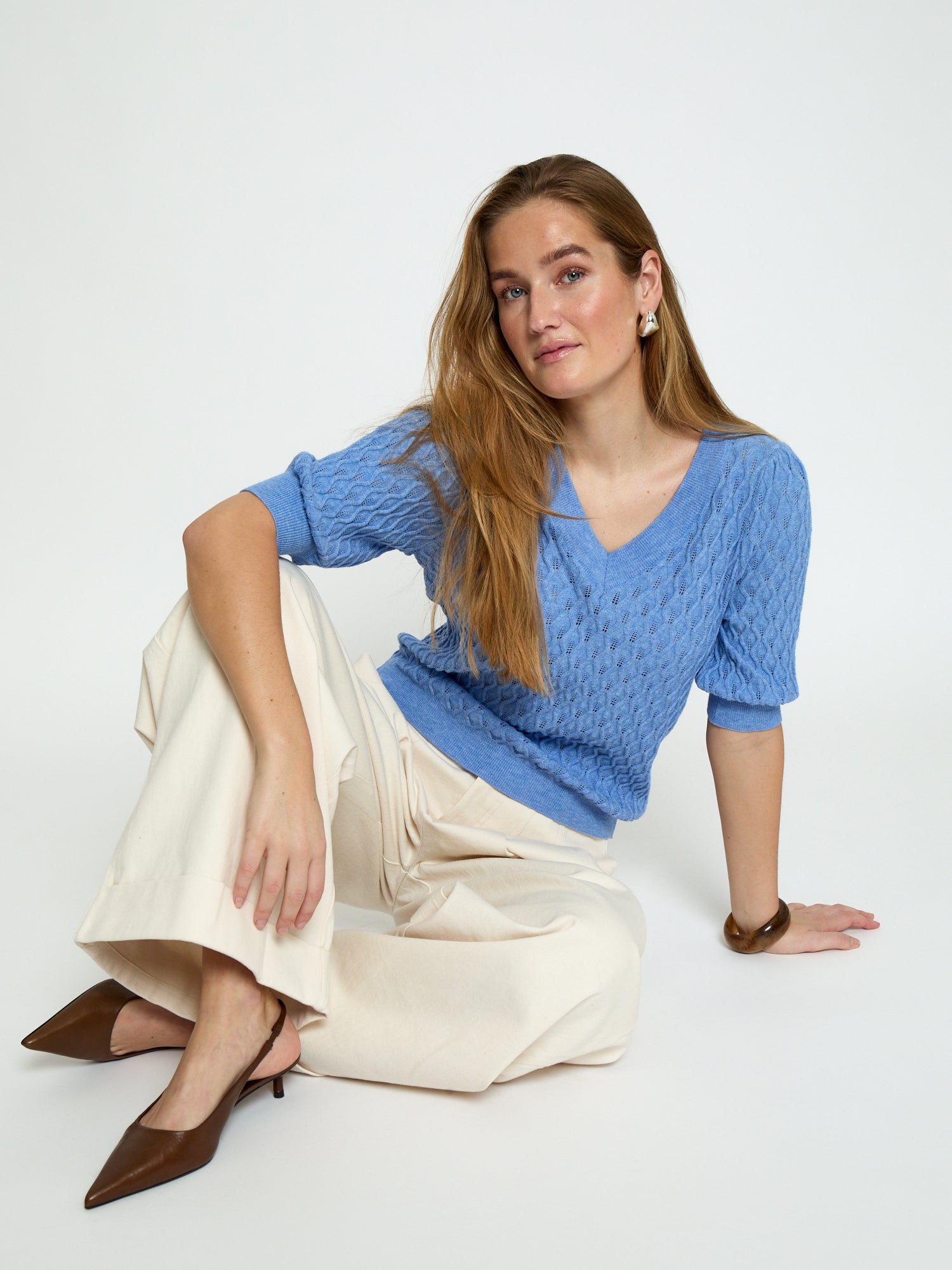 Peppercorn PCRosalia Knit T-Shirt T-Shirt 523 Blue Sky