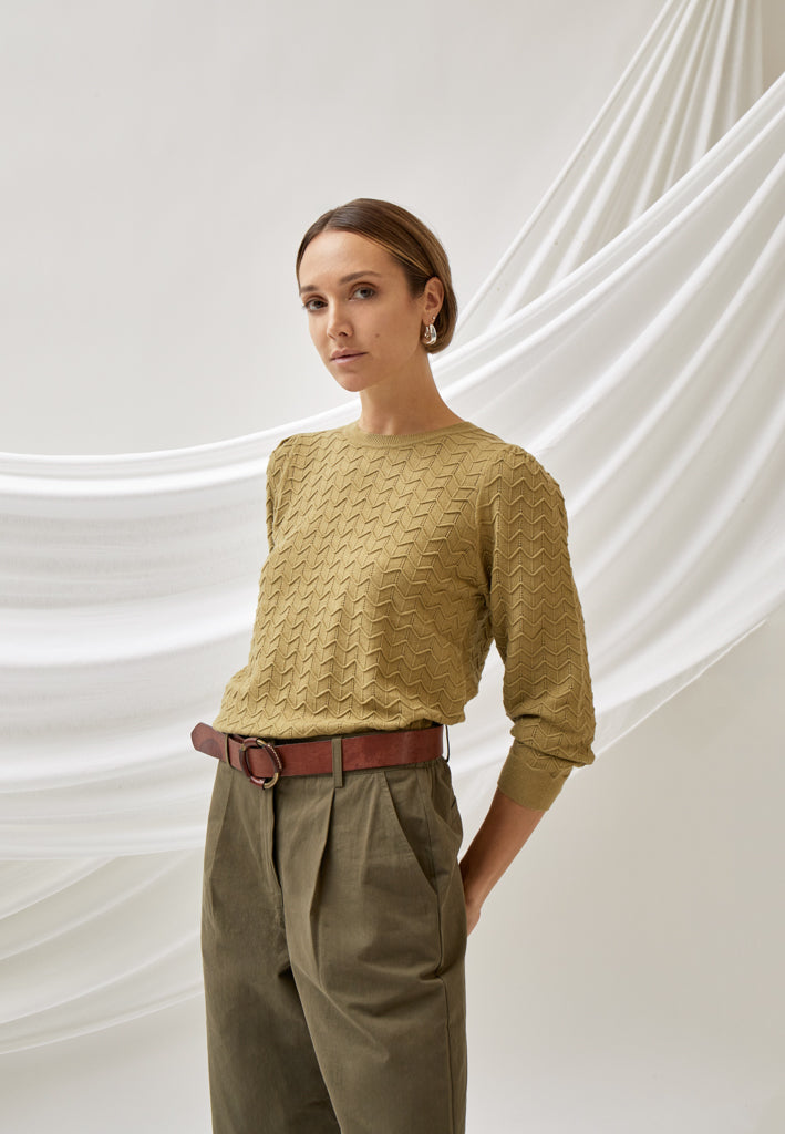 Peppercorn PCRosy 3/4 Sleeve Pullover Pullover 0148 Gray Green