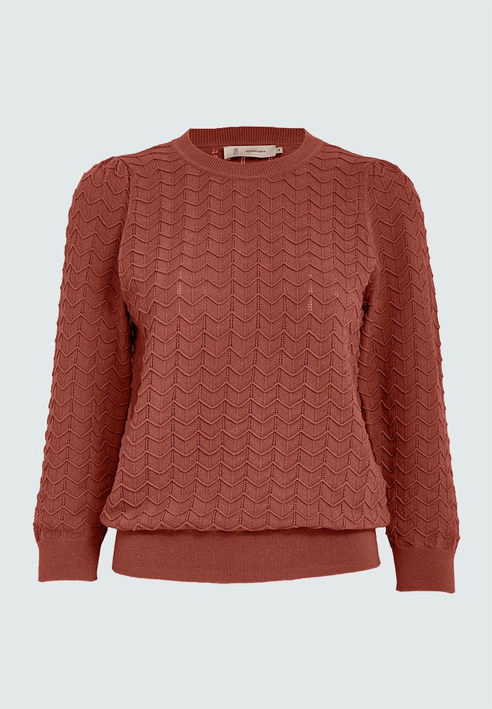 Peppercorn PCRosy 3/4 Sleeve Pullover Pullover 4201 Dusty Cedar Red