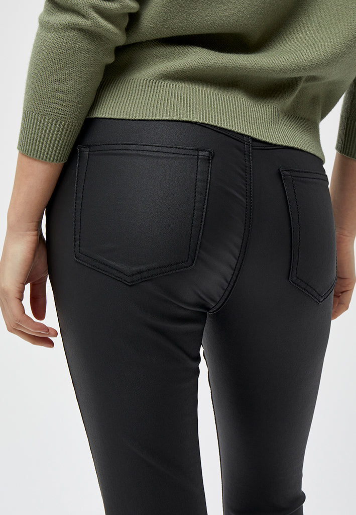 Peppercorn PCSibbir Mid Waisted Slim Coated Pant Pant 100 Black
